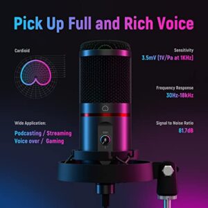 NEEWER USB Gaming Microphone, Plug&Play One Click Mute and Gain, Computer Condenser Microphone for PC MAC, Upgraded Boom Stand Shock Mount Cool Lighting for Streaming Twitch Online Chat (CM20)