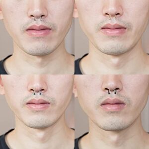 1 Pcs Nose Rings Hoop 18 Gauge Non Piercing Stainless Steel Clip On Fake Faux Septum Clicker Nose Hoop Ring Piercings Jewelry for Women Men Flower Nose Hoop (Silver, One Size)