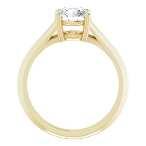 10K Solid Yellow Gold Handmade Engagement Ring 1.0 CT Round Cut Moissanite Diamond Solitaire Wedding/Bridal Ring Set for Women/Her Propose Ring (6)