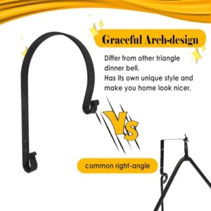 9'' Triangle Dinner Bell with Hanger & Call Striker Ringer Outdoor Bell Wall Mounted Bell Metal Bell Wrought Iron Country Bell for Home Barn School Church Playground Chuck Wagon Decor