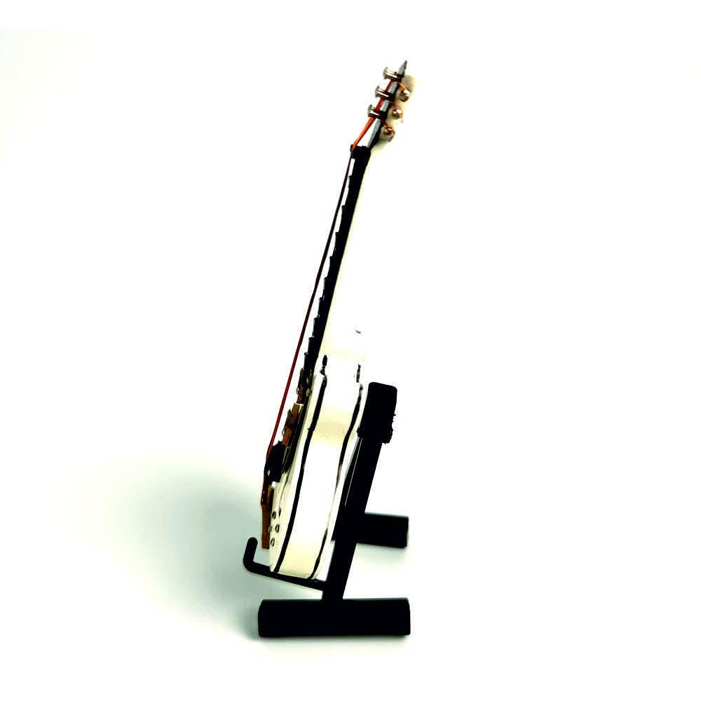 ALANO 10cm White Electric Guitar Ornaments Musical Instrument Mini Guitar with Stand