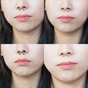 1 Pcs Nose Rings Hoop 18 Gauge Non Piercing Stainless Steel Clip On Fake Faux Septum Clicker Nose Hoop Ring Piercings Jewelry for Women Men Flower Nose Hoop (Silver, One Size)