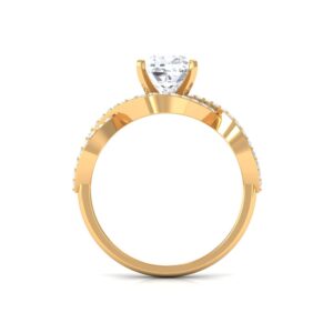 Rosec Jewels 3 CT Certified Moissanite Crossover Infinity Engagement Ring in Gold (7 MM Cushion, D Color VS1 Clarity), 14K Yellow Gold, Size:US 8.00