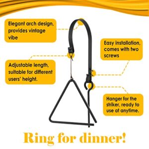 9'' Triangle Dinner Bell with Hanger & Call Striker Ringer Outdoor Bell Wall Mounted Bell Metal Bell Wrought Iron Country Bell for Home Barn School Church Playground Chuck Wagon Decor