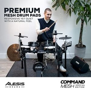 Alesis Drums Command Mesh SE Kit - Electric Drum Set with Quiet Dual Zone Mesh Pads, USB MIDI Connectivity and 600+ Electronic & Acoustic Drum Sounds