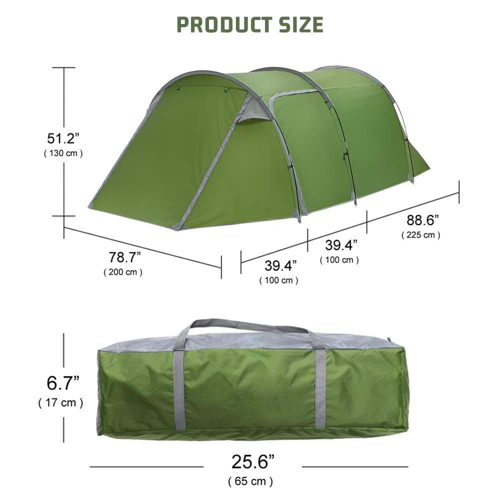 HIKERBRO 3-4 Person Family Tent with Porch, Waterproof, for Camping, Hiking, Traveling