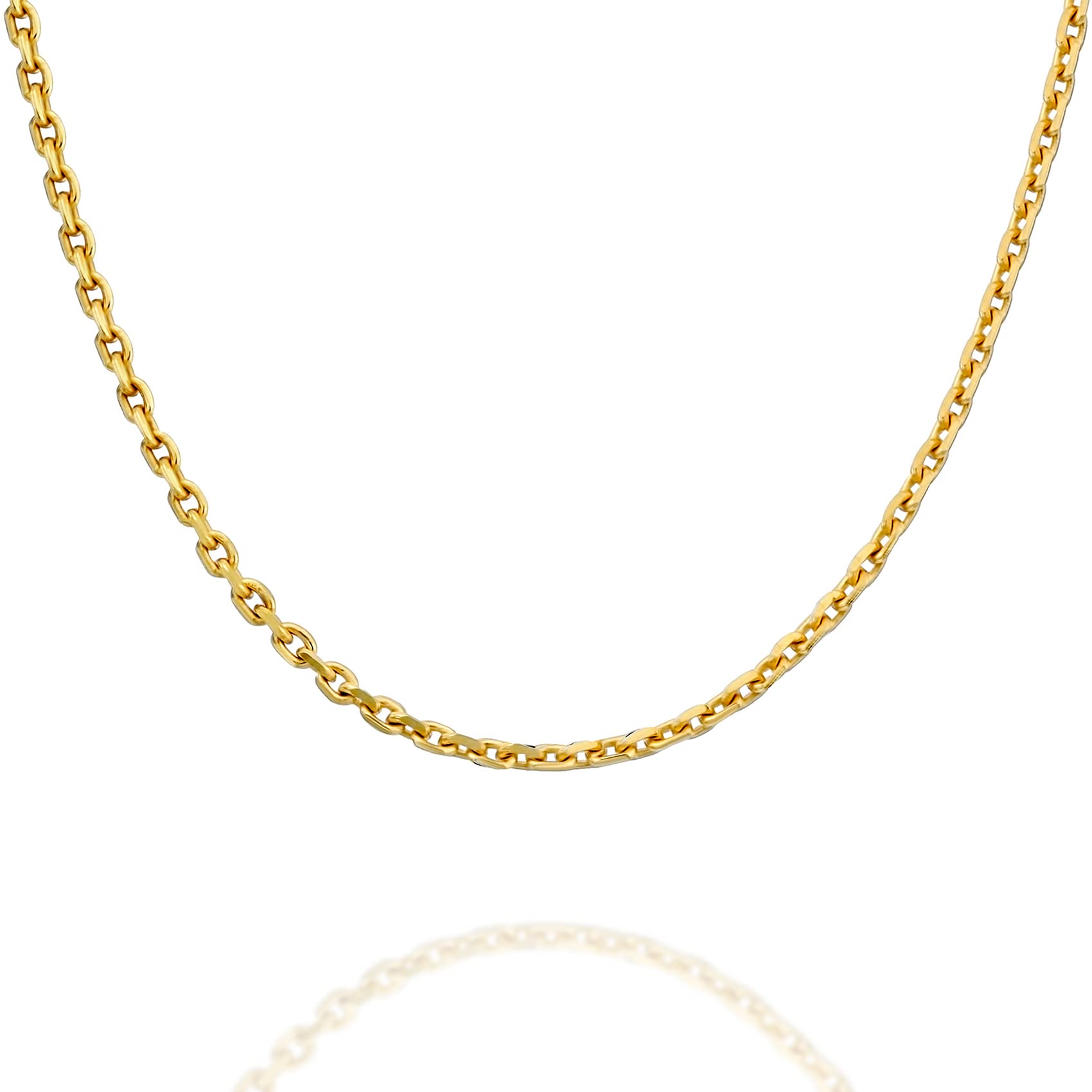 PAVOI Italian Solid 925 Sterling Silver Chain Necklace, 22K Gold Plated, 1.5mm Italian Diamond-Cut Cable Chain Necklace for Women and Men, MADE IN ITALY (18, Yellow Gold)