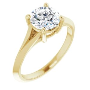 10K Solid Yellow Gold Handmade Engagement Ring 1.0 CT Round Cut Moissanite Diamond Solitaire Wedding/Bridal Ring Set for Women/Her Propose Ring (6)