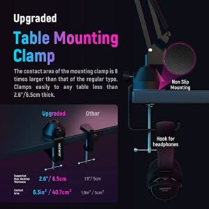 NEEWER USB Gaming Microphone, Plug&Play One Click Mute and Gain, Computer Condenser Microphone for PC MAC, Upgraded Boom Stand Shock Mount Cool Lighting for Streaming Twitch Online Chat (CM20)