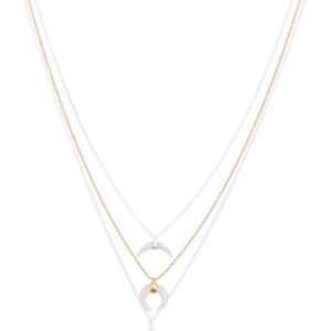 Lucky Brand Tusk and Crystal Charm Layer Necklace