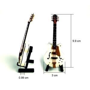 ALANO 10cm White Electric Guitar Ornaments Musical Instrument Mini Guitar with Stand