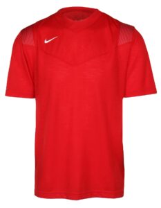 nike men's top player uv training short sleeve shirt (red, small)