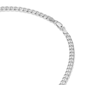 PAVOI Italian Solid 925 Sterling Silver, 22K Gold Plated, 5mm Italian Diamond-Cut Curb Link Chain Necklace for Men and Women, MADE IN ITALY (18, White Gold)