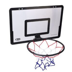 spyminnpoo basketball hoop set, mini portable indoor with eva shock absorbing corners, complete hanging door wall mounted game for kids, adults, bedroom or office, black