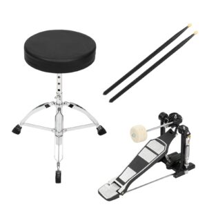 Ktaxon 5-Piece Adult Drum Set, 22 Inch Full-Size Drums Kit with Cymbal Stands, Hi-hat Stand, Sticks, Drum Pedal, Stool & Floor Tom for Beginner Teens Student (Black)