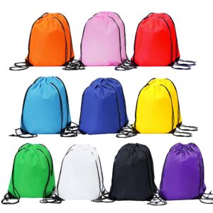 CODOBON 20 Pcs Drawstring Backpack Bulk Draw String Bags Cinch Polyester Bag for Gym Sport, 10 colors