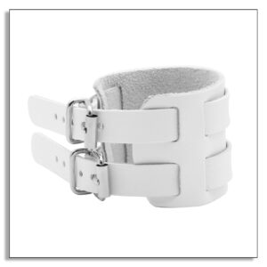 Heavstjer Punk Rock Belt Buckle Wristband Wide Leather Bracelet Arm Cuff Bracelet (White)