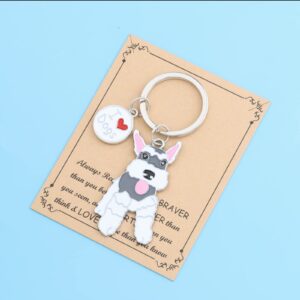 FUSTMW Schnauzer Keychain Miniature Schnauzer Gifts Dog Lover Gifts for Schnauzer Owners Mom Dad Gift Schnauzer Key Ring (White)