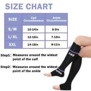 2 Pairs Compression Socks Toe Open Leg Support Knee High Socks with Zipper (Nude+Black, S/M) …