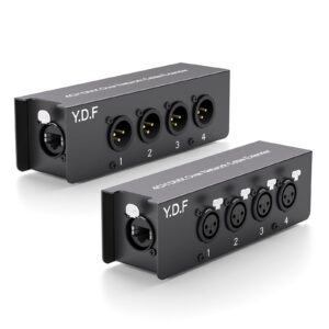 4 channel 3-pin xlr male to female over ethercon cable multi extender for stage lighting and recording studio- xlr/aes/dmx channel over shielded cat5/cat5e/cat6/cat7 ethernet cable (1 male+1 female）