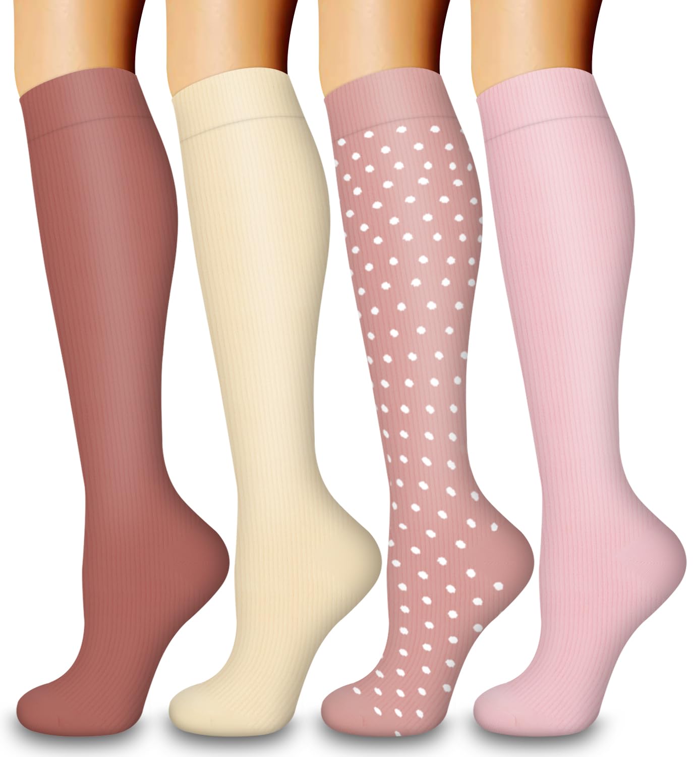 Laite Hebe 4 Pairs-Compression Socks for Women&Men Circulation-Best Support for Nurses,Running,Athletic