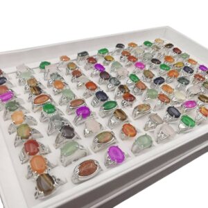 xswlkj wholesale lots 50pcs wholesale lot mixed ring natural stone rings women gemstone jewelry bulk