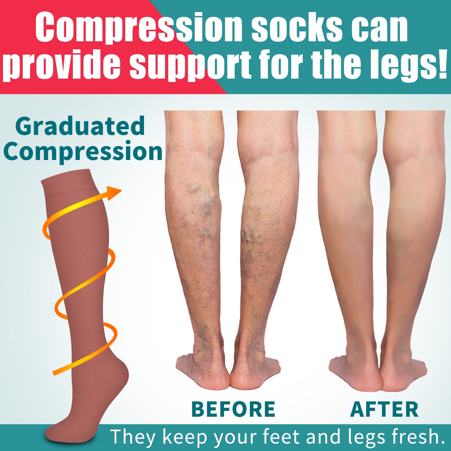 Laite Hebe 4 Pairs-Compression Socks for Women&Men Circulation-Best Support for Nurses,Running,Athletic