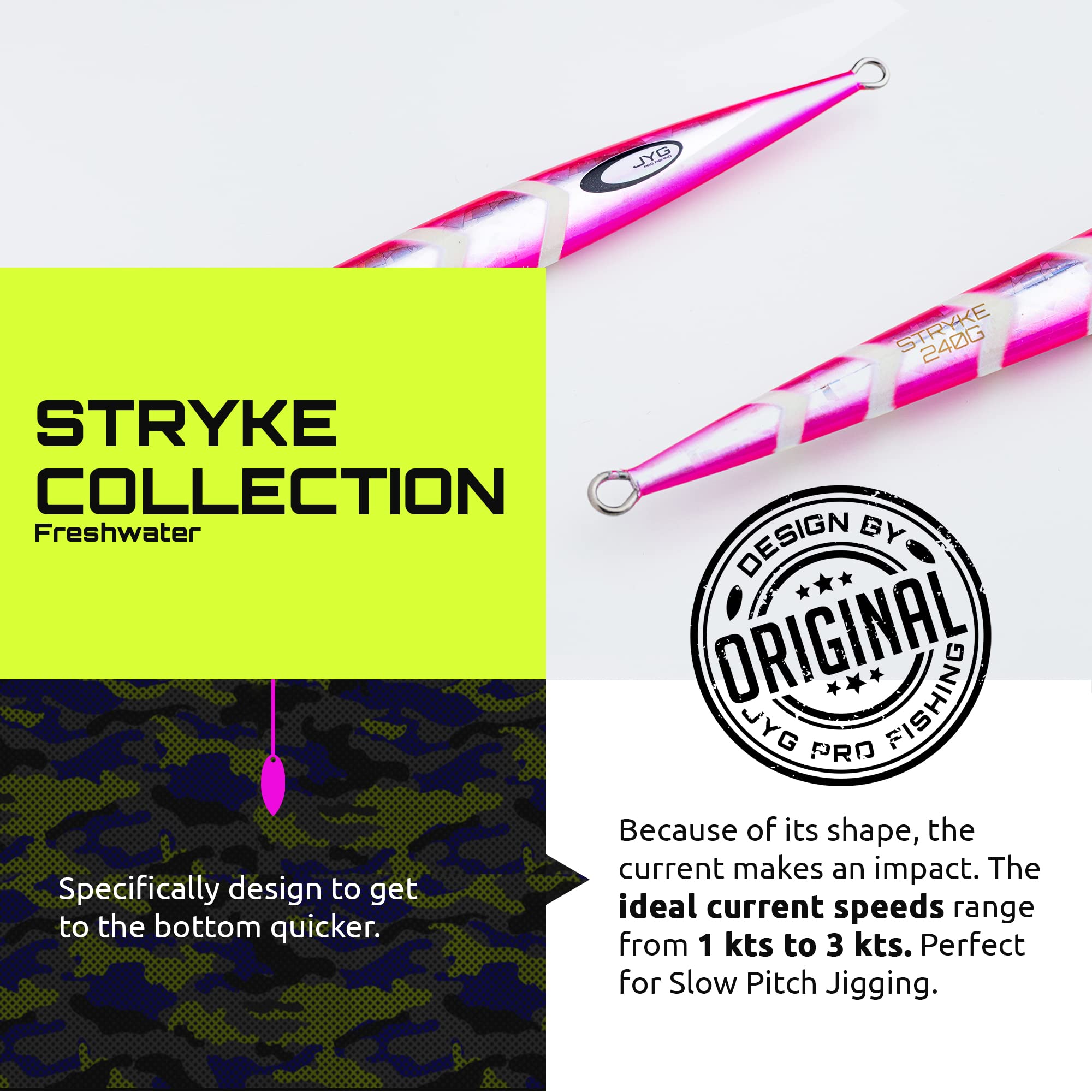 JYG PROFISHING Jig for Hooks - Saltwater Fishing Jig Lures – Salmon, Tuna, Fish Glow Bait Lure Heads - Deep Sea Perfect for Slow Pitch Jigging - Stryke Collection (Pink, 340G)