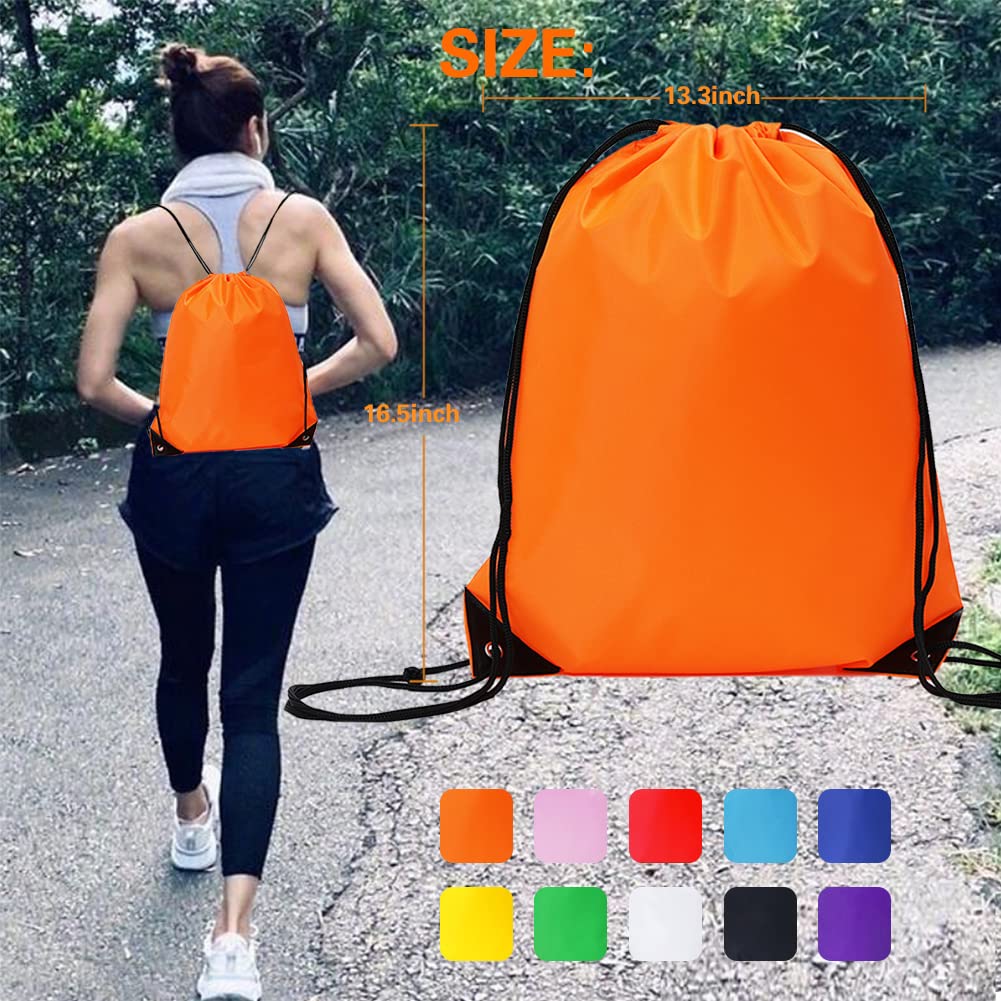 CODOBON 20 Pcs Drawstring Backpack Bulk Draw String Bags Cinch Polyester Bag for Gym Sport, 10 colors