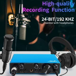 USB Audio Interface, AKLOT Xrl Audio Interfaces, for the Guitarist, Vocalist, Podcaster or Producer, 24-bit/192 kHz High-Fidelity, Studio Quality Recording, 2 In 2 Out Audio Interfaces for PC/Win/Mac