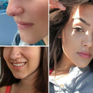 DAILI 20G Gold Nose Rings Studs: Surgical Steel L Shaped Nose Studs Hypoallergenic Corkscrew Nose Rings Tiny CZ Bone Nose Rings for Women Men (12Pcs) (Gold)