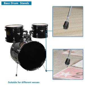 Ktaxon 5-Piece Adult Drum Set, 22 Inch Full-Size Drums Kit with Cymbal Stands, Hi-hat Stand, Sticks, Drum Pedal, Stool & Floor Tom for Beginner Teens Student (Black)