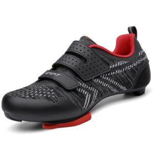 ULTIANT Cycling Shoes Mens Womens Compatible with Peloton Indoor Riding Shoes Road Bicycle Shoes with Look SPD SL Delta Cleats Outdoor Pedal Bike Shoes(Black,41)