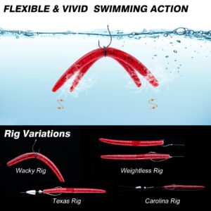 Goture 143PCS Wacky Worm Fishing Lure Kit, Bass Fishing Wacky Rig Kit, Wacky Rig Tool Kit with Soft Plastics Lures, Wacky Rig Tool, O-Rings, Worm Hooks, Drop Shot Hooks, Beads, Weights, Tackle Box