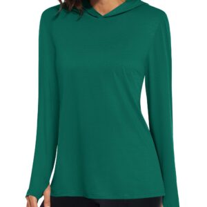 MAGCOMSEN Hiking Shirts Women UV Shirts UPF 50+ Long Sleeve Rash Guard Moisture Wicking Shirt for Workout Emerald Green S