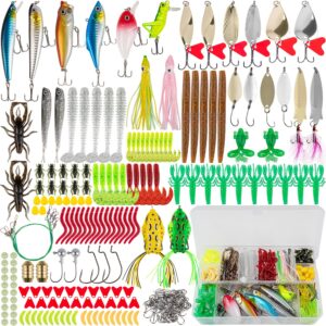 goando fishing lures 380pcs gear for bass trout salmon kit tackle box with plugs jigs crankbaits spoon poppers soft plastics worms and more accessories gifts men