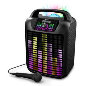 ion audio ion rocker max portable bluetooth karaoke microphone lights and radio for halloween, christmas, nye party-powerful 120w speaker, black 2