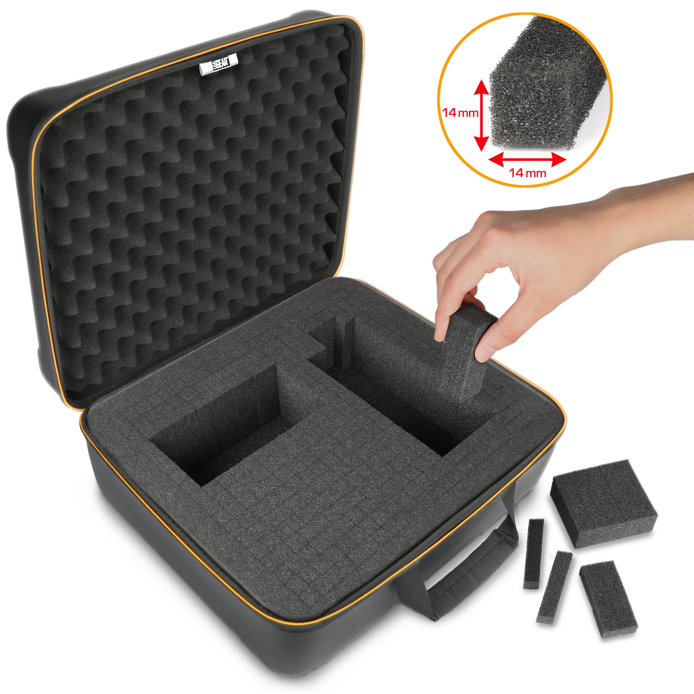 USA Gear Microphone Case - Wireless Mic Case Compatible with TONOR Wireless Microphone, Pyle Mic and More Wireless Mic - Microphone Foam Case with 12" Customizable Foam Interior & Egg-Crate Foam Top