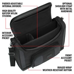 USA GEAR Nebulizer Carrying Case - Customizable Padded Interior, Shoulder Strap, Durable Exterior - Nebulizer Travel Bag to Store Nebulizer Machine, Mask, Tubing, Inhaler, Mouthpiece, and more - Black