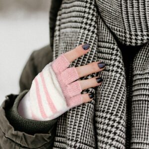 Achiou Winter Fingerless Gloves for Women, Warm Convertible Clamshell Mitten Gloves, Knitted Half Finger Flip Top Gloves Girl