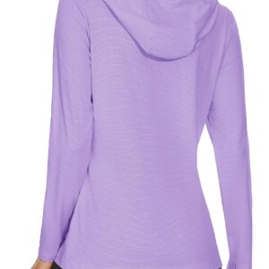 MAGCOMSEN Sun Hoodie Women UPF 50+ Long Sleeve UV Shirts Quick Drying Rash Guard Hiking Light Purple M