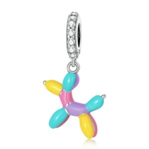 Dog Charms for Bracelets 925 Sterling Silver Charms Ocean Dolphin Charm Insect Butterfly Bee Animal Charms for Pandora Bracelets (Colorful Balloon Dog Charm)