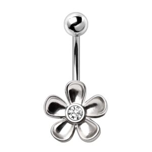 Dynamique 316L Surgical Steel Daisy Flower Belly Button Ring (Sold Per Piece)