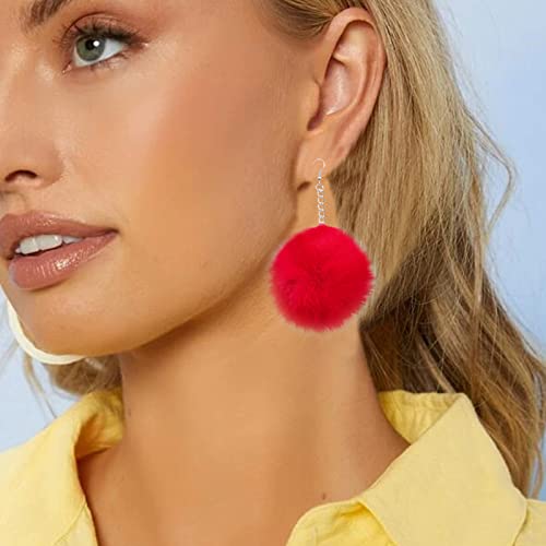 6 Pairs Pom Pom Earrings for Women Faux Fur Ball Fluffy Earrings Colourful Pom Earrings (A:pom pom earrings)