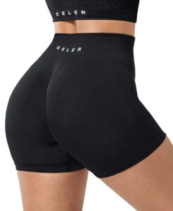 celer womens workout shorts seamless scrunch butt gym shorts high waisted yoga athletic booty shorts, black m