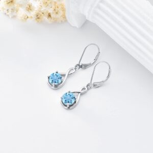 Created Aquamarine Dangle Drop Earrings 925 Sterling Silver March Birthstone Earrings Birthday Earrings Jewelry Gifts for Women