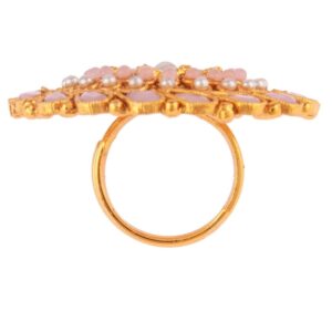 Efulgenz Indian Jewelry Antique Square Faux Pearl Crystal Kundan Bollywood Adjustable Big Finger Ring for Women (Multipack 1)