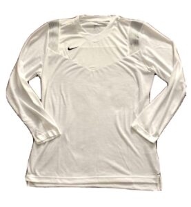 nike men's player long sleeve dri fit top cw3539 100 size large white/black