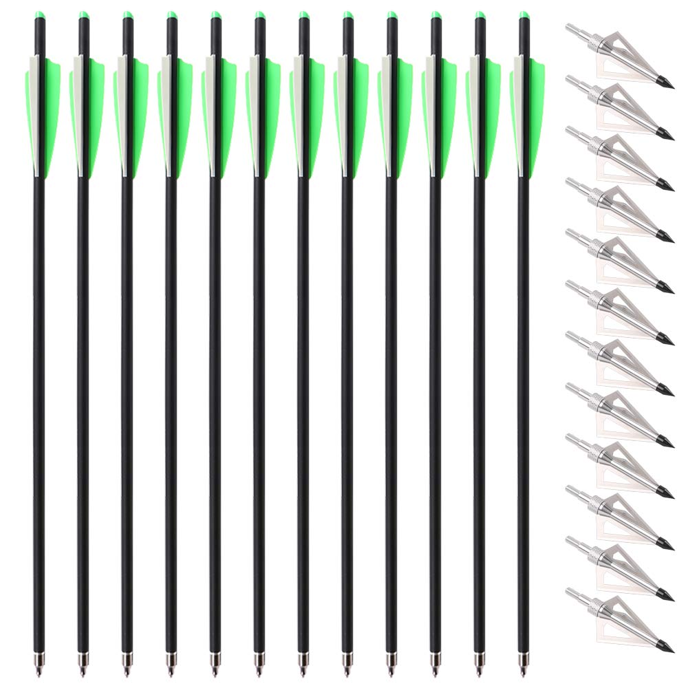 TOPARCHERY 12pcs Crossbow Arrows Crossbow Bolts 20 inch and 100pcs 1/4 Inch O-rings Bundle