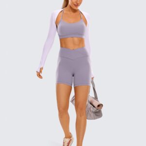 CRZ YOGA Womens Butterluxe Crossover Biker Shorts 5 Inches - Criss Cross High Waisted Workout Yoga Shorts Buttery Soft Lavender Mist X-Small